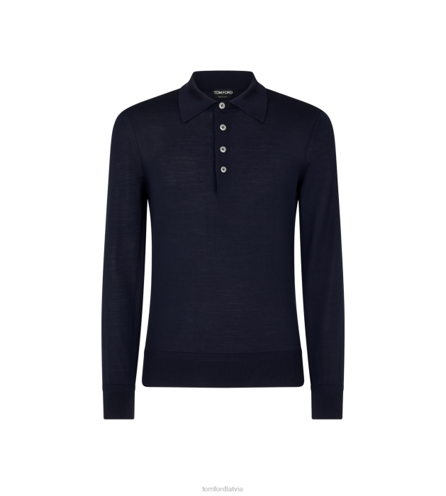TOM FORD vīriešiem indigo smalka izmēra merino polo HTNR221