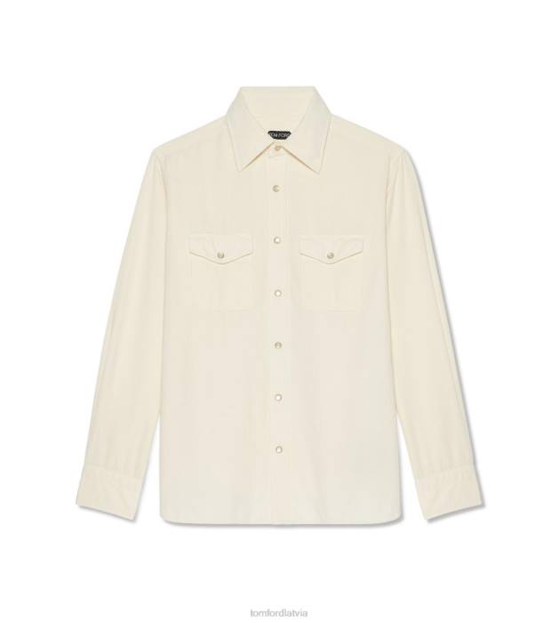 TOM FORD vīriešiem medus bēšs japāņu mini cord slim fit barrel aproces krekls HTNR232