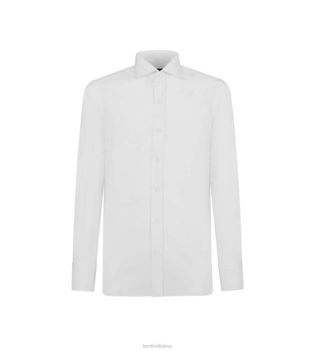 TOM FORD vīriešiem optiski balts poplīna slim fit krekls HTNR179