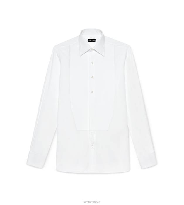 TOM FORD vīriešiem optiski balts poplīna slim fit krekls HTNR197