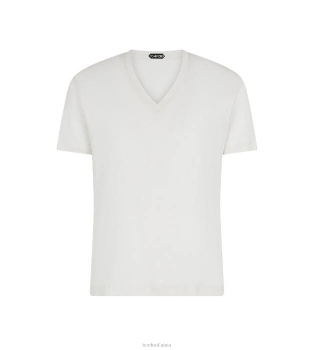 TOM FORD vīriešiem ekru zīda caurspīdīgs v kakls HTNR312