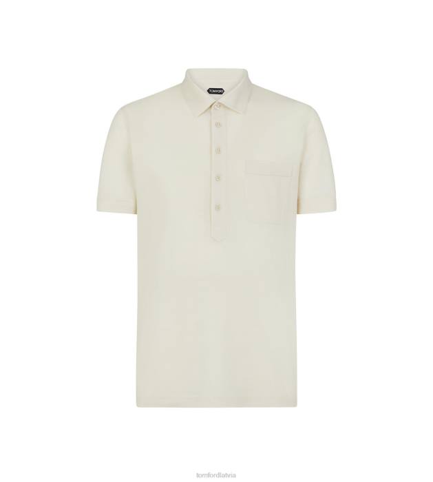 TOM FORD vīriešiem ekru zīda maisījuma piquet polo HTNR321