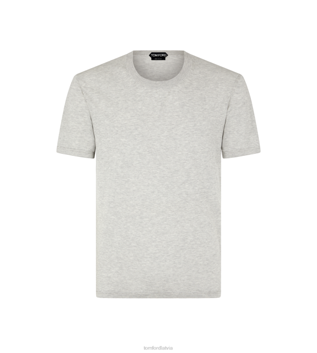 TOM FORD vīriešiem gaiši pelēks tīras kokvilnas ekipāžas t-krekls HTNR359