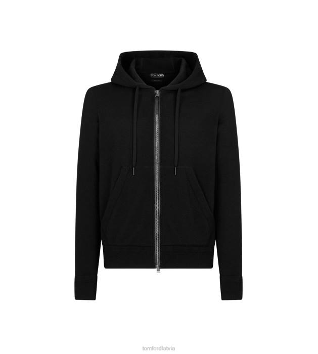 TOM FORD vīriešiem melns kašmira zīda viegla kapuce HTNR327