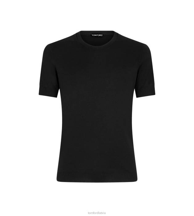 TOM FORD vīriešiem melns novietots rib crew kakls HTNR340