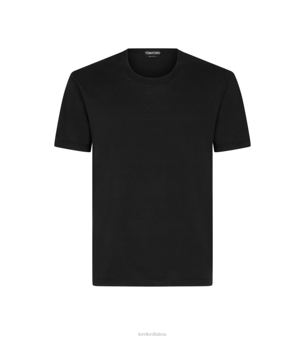 TOM FORD vīriešiem melns tīras kokvilnas ekipāžas t-krekls HTNR357