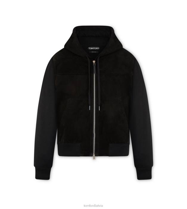 TOM FORD vīriešiem melns zamšādas merino kapuci HTNR390