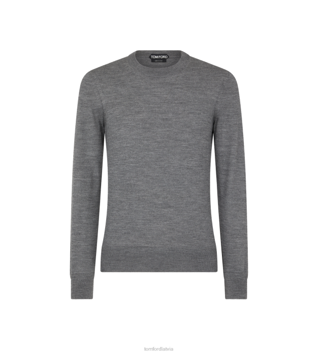 TOM FORD vīriešiem ogles smalka izmēra merino apkalpes kakls HTNR316