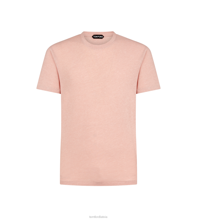 TOM FORD vīriešiem rozā kokvilnas maisījuma melange t-krekls ar apkakli HTNR297