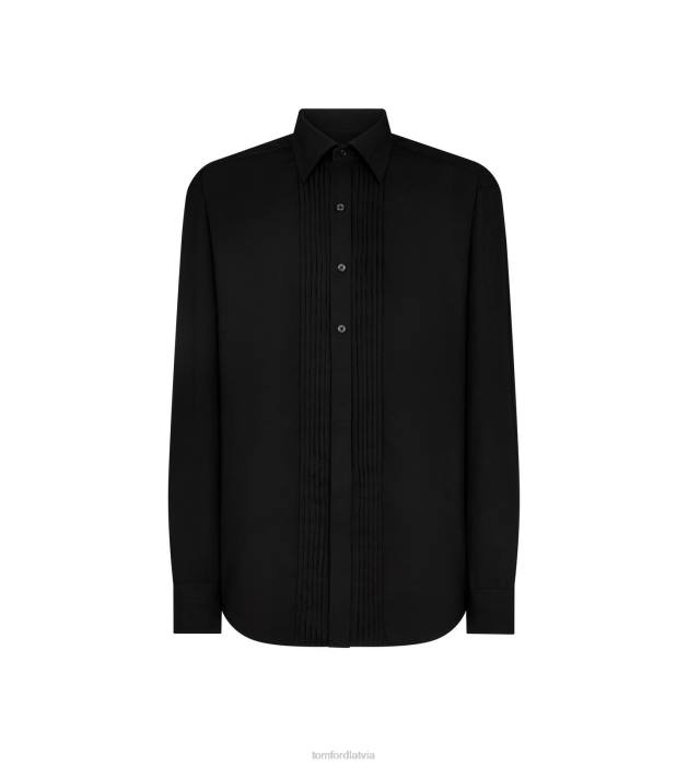 TOM FORD vīriešiem melns silk parachute slim fit vakarkrekls HTNR168