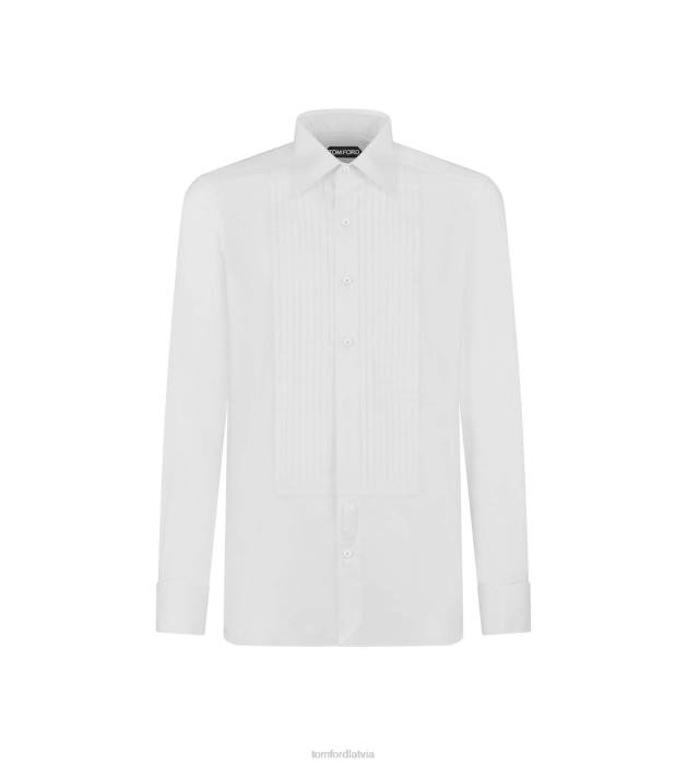 TOM FORD vīriešiem optiski balts kokteilis voile slim fit vakarkrekls HTNR165
