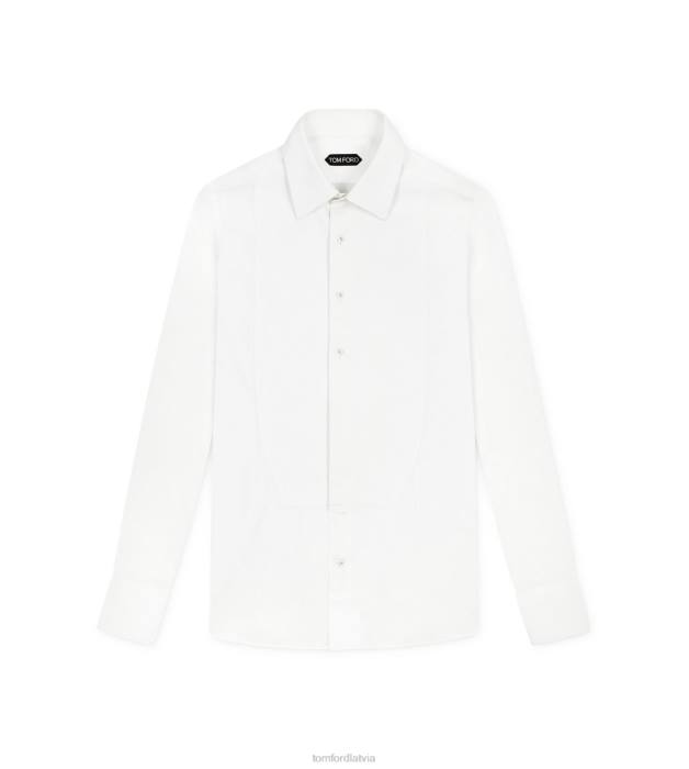 TOM FORD vīriešiem optiski balts kokteilis voile slim fit vakarkrekls HTNR166