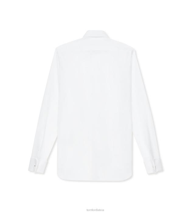 TOM FORD vīriešiem optiski balts poplīna klasiskā stila vakara krekls HTNR169