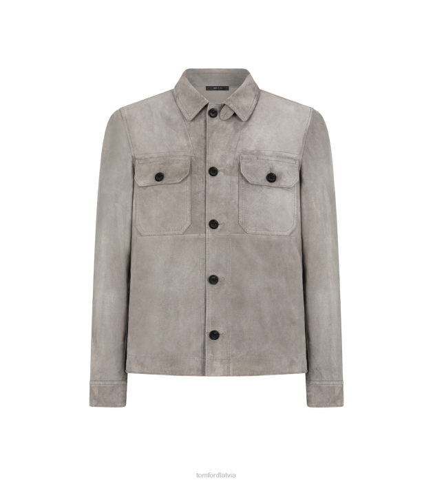 TOM FORD vīriešiem bāli pelēks gaišs zamšādas virskrekls HTNR102