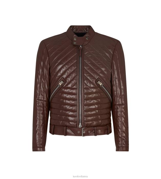 TOM FORD vīriešiem konjaks spīdīgs nappa kanāls sega cafe biker HTNR127