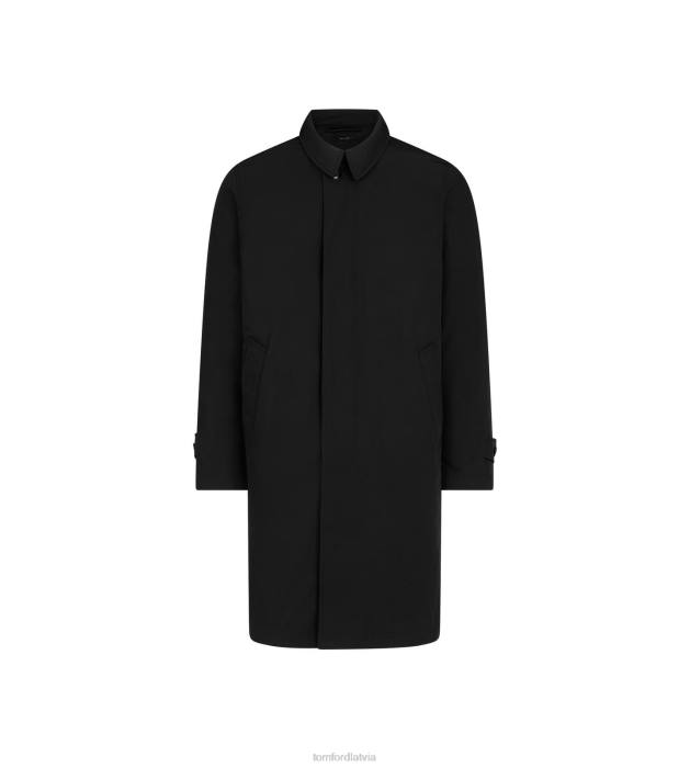 TOM FORD vīriešiem melns mikro faille lietusmētelis HTNR115