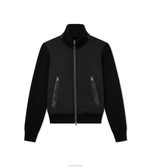 TOM FORD vīriešiem melns neilona blūze priekšpusē HTNR59