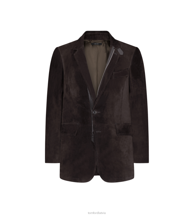 TOM FORD vīriešiem tumši brūns kašmira zamšādas sartorial žakete HTNR58