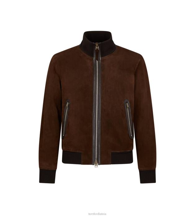 TOM FORD vīriešiem tumši brūns viegls zamšādas sliežu bumbvedējs HTNR78