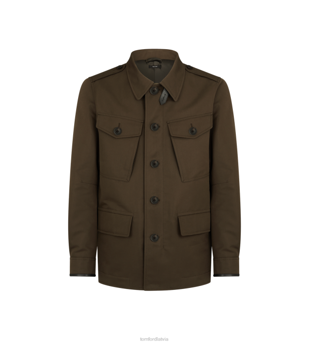 TOM FORD vīriešiem tumšās olīvas kompakta neilona četru kabatu lauka jaka HTNR40