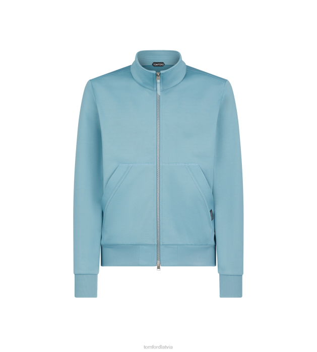 TOM FORD vīriešiem vētras zils tehniskais kokvilnas rāvējslēdzējs cauri HTNR33