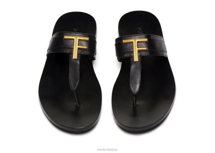 TOM FORD vīriešiem melns gludas ādas brighton sandales HTNR612
