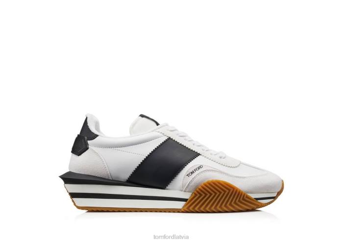 TOM FORD vīriešiem balts/melns + krēms zamšādas videi draudzīga materiāla Džeimsa kedas HTNR685