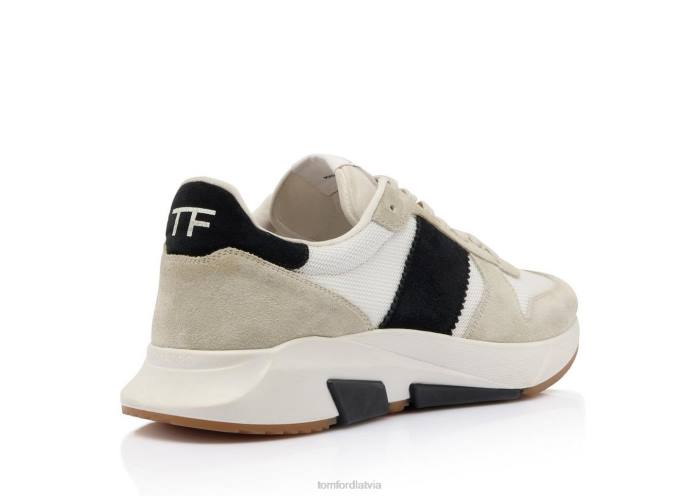 TOM FORD vīriešiem marmors/melns + balts zamšādas tehniskā auduma jagga kedas HTNR703