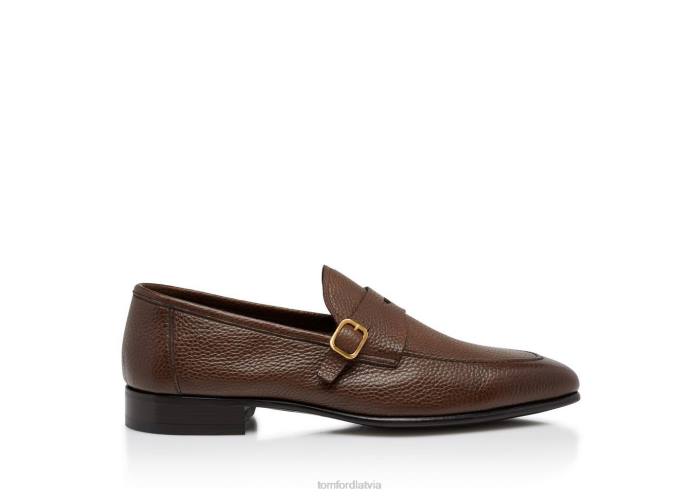 TOM FORD vīriešiem brūns graudu ādas dover loafer HTNR668