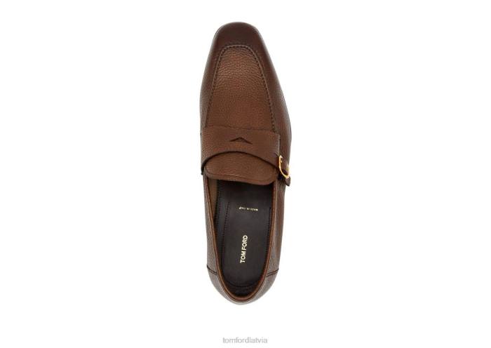 TOM FORD vīriešiem brūns graudu ādas dover loafer HTNR668