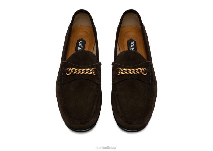 TOM FORD vīriešiem brūns zamšādas york ķēdes loafer HTNR647