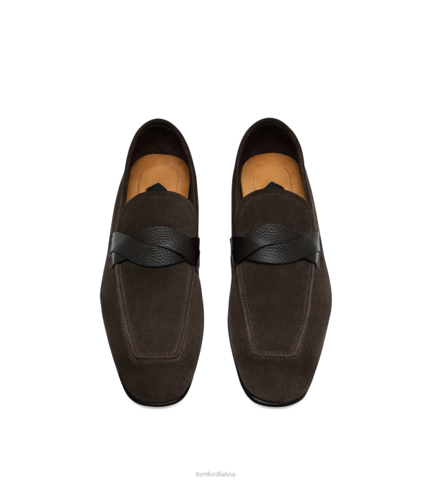 TOM FORD vīriešiem kafija zamšādas Sean savīti joslas loafer HTNR646