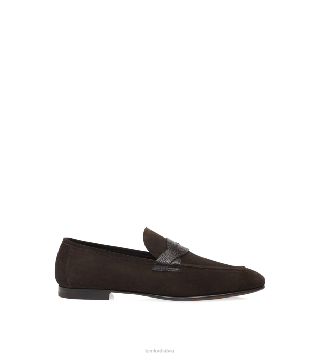 TOM FORD vīriešiem kafija zamšādas Sean savīti joslas loafer HTNR646