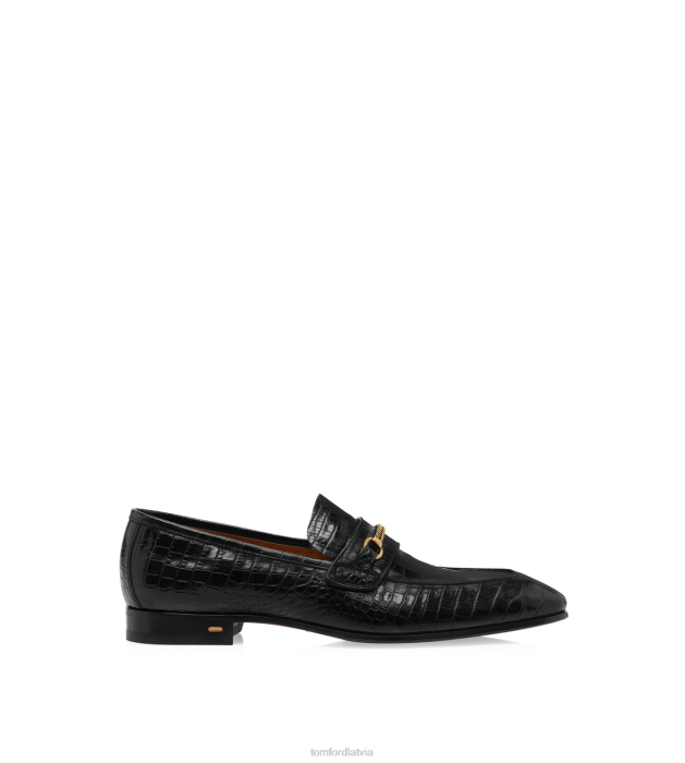 TOM FORD vīriešiem melns apdrukāts croc bailey ķēdes loafer HTNR644