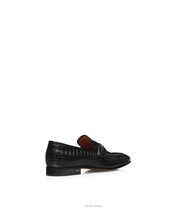 TOM FORD vīriešiem melns apdrukāts croc bailey ķēdes loafer HTNR644