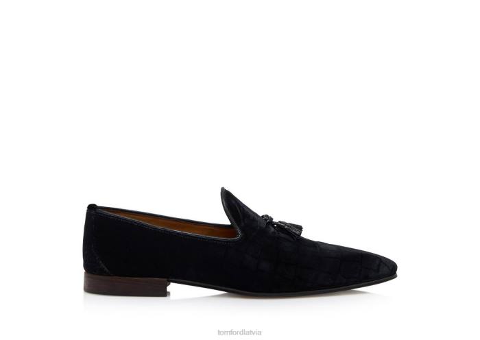 TOM FORD vīriešiem melns apzīmogota kroka samta bailey pušķu čība HTNR659