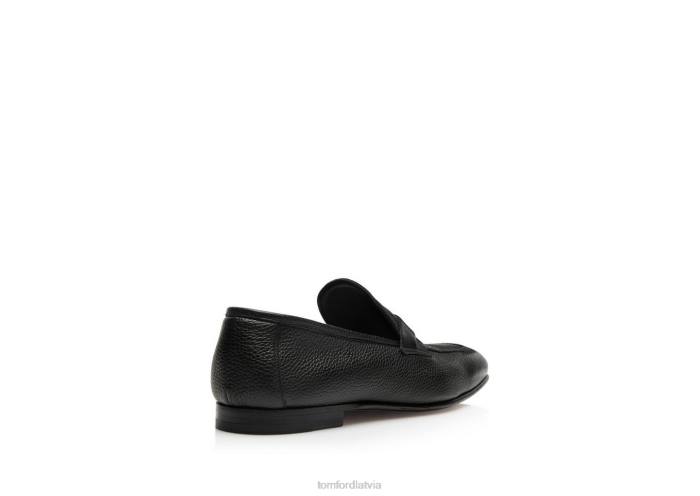 TOM FORD vīriešiem melns graudu ādas sean twisted band loafer HTNR637