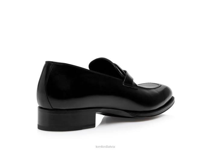 TOM FORD vīriešiem melns pieslīpēta āda elkan savītas joslas loafer HTNR653