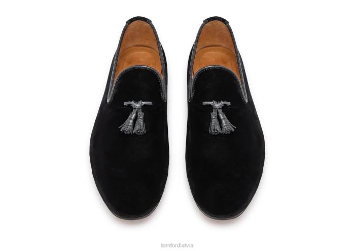 TOM FORD vīriešiem melns samta nicolas čības HTNR635