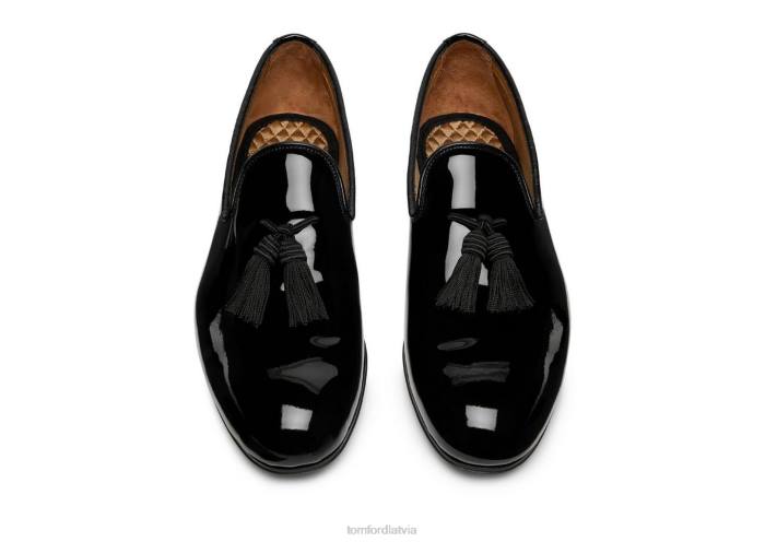 TOM FORD vīriešiem melns patentu nicolas pušķu čība HTNR624