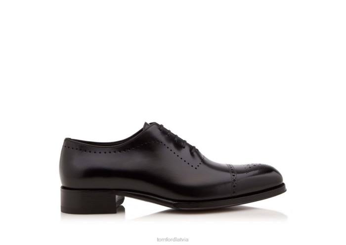 TOM FORD vīriešiem melns pieslīpēta āda edgar brogue mežģīnes up HTNR621