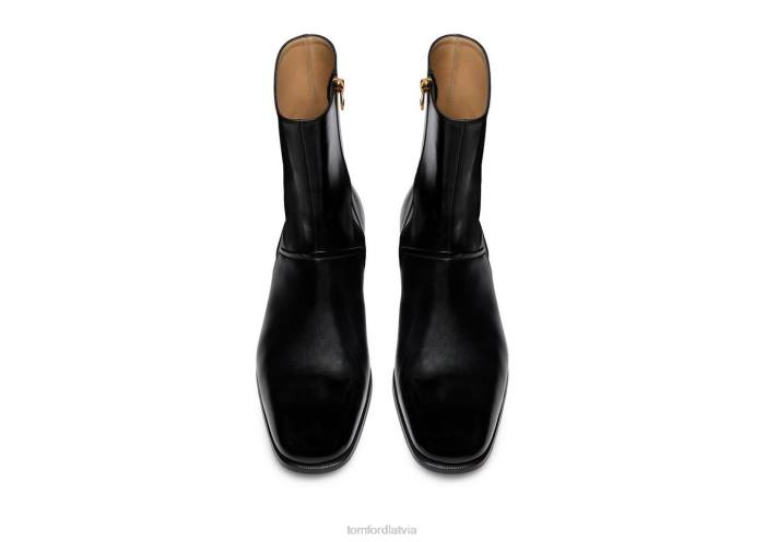 TOM FORD vīriešiem melns ādas alec rāvējslēdzēja zābaki HTNR603