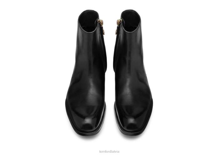 TOM FORD vīriešiem melns pieslīpētas ādas edgar zābaki ar rāvējslēdzēju HTNR590