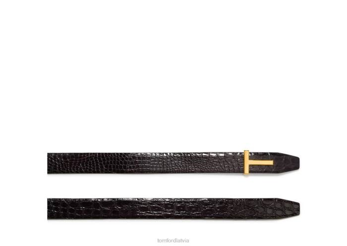 TOM FORD vīriešiem baklažānu krokodila t ikonu josta HTNR766