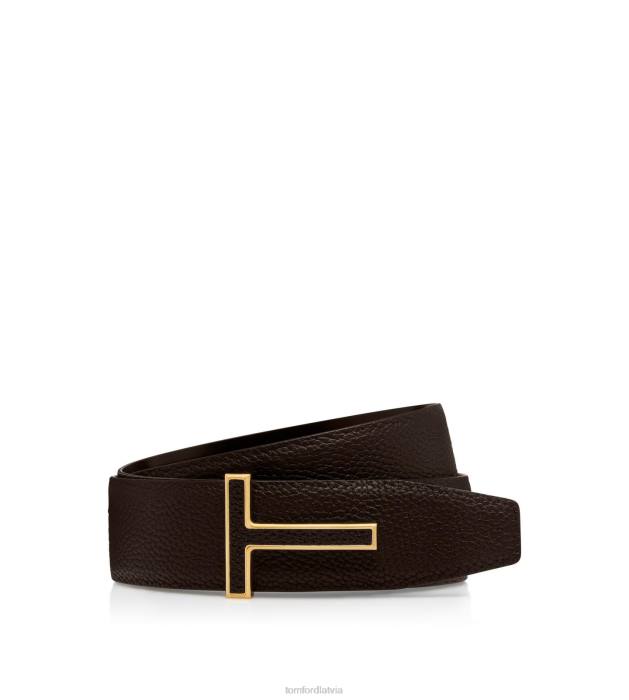 TOM FORD vīriešiem brūns graudu ādas ieliktnis sprādze t josta HTNR723