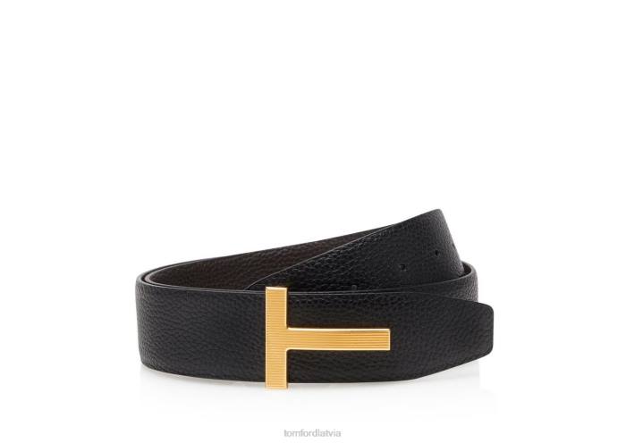 TOM FORD vīriešiem brūns + melns graudu ādas kores t josta HTNR783