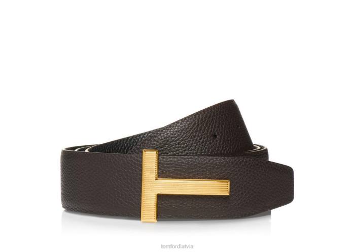 TOM FORD vīriešiem brūns + melns mīksta graudu ādas kores t josta HTNR752