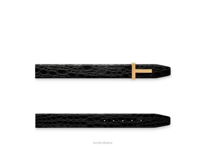 TOM FORD vīriešiem melns krokodila t ikonu josta HTNR773