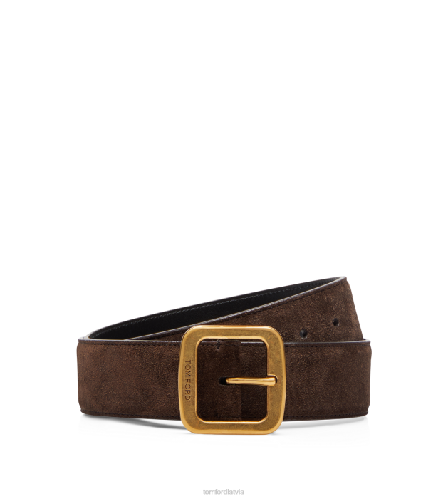 TOM FORD vīriešiem šokolāde zamšādas kvadrātveida josta HTNR769