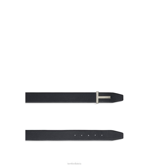 TOM FORD vīriešiem tumši tumšs + melns graudu ādas t ikonu josta HTNR719